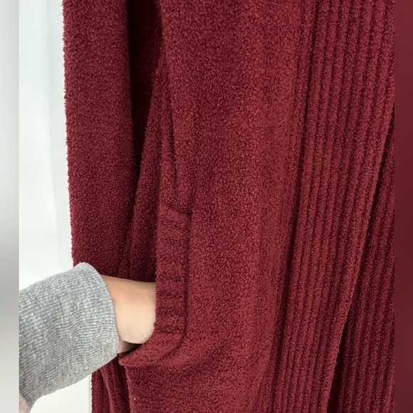 Barefoot Dreams CozyChic Lite Catalina Long Cardigan Burgundy Garnet Red- Large - Picture 10 of 12